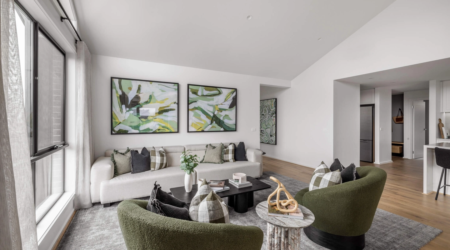 Simonds single storey redhill 30 living space with khaki accents throughout the house to compliment eachtoher